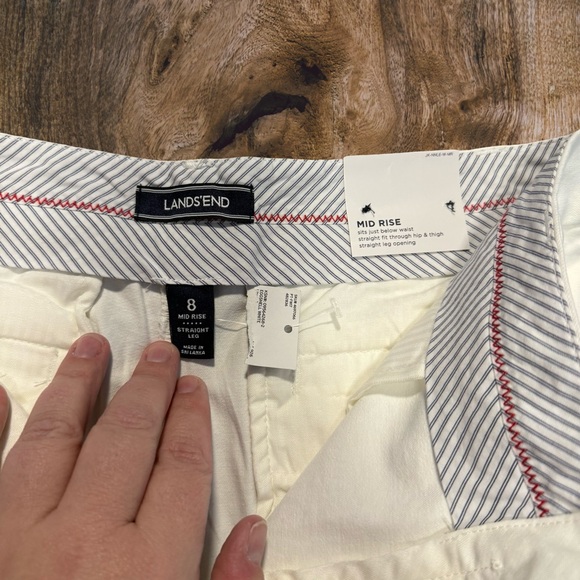 Lands’ End Mid Rise Straight Leg White Pants Women’s Size 8 NWT - Picture 8 of 10
